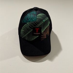 Filipino TANDUAY Rum Tropical Leaf Adjustable Black Hat Cap